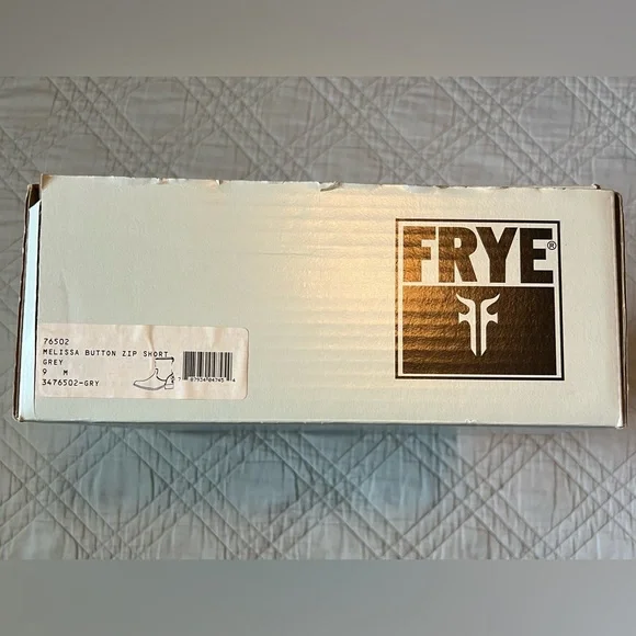 FRYE Melissa Button Zip Short Grey/Brown Leather Ankle Boots, Size 9 - Picture 16 of 16